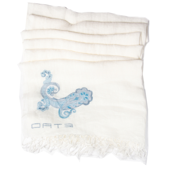 ETRO WHITE & SKY BLUE PALANKIN SCARFWOMENS SIZE 196CM